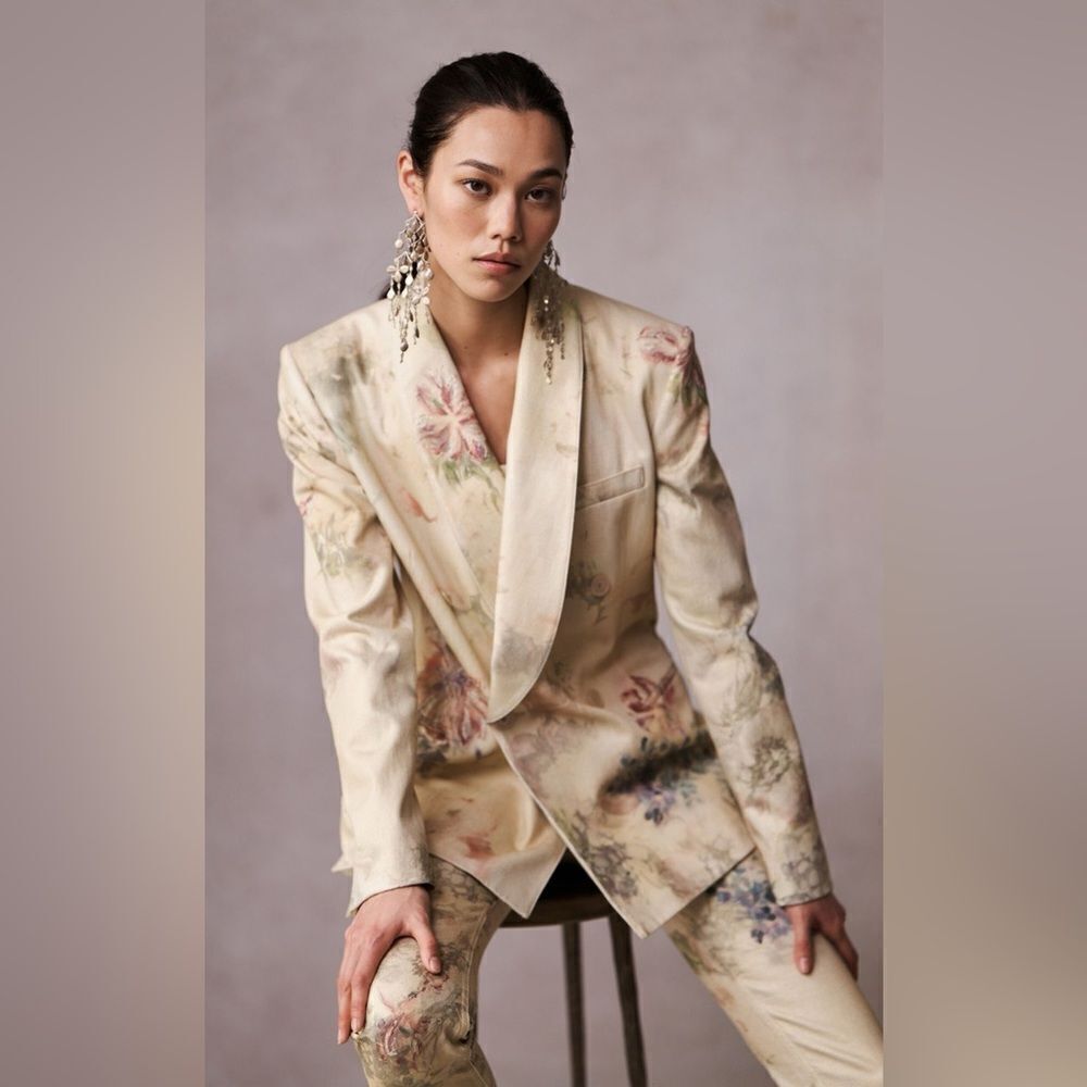 Ralph Lauren Resort 2024 Collection Nelson Handpainted Faded Floral Denim Jacket